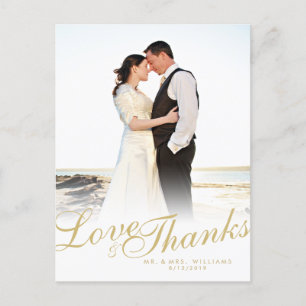 Faux Gold Script Modern Love Bedankt White Briefka Briefkaart