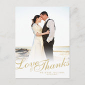 Faux Gold Script Modern Love Thanks Carte postale (Devant)