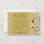 Faux Gold Sequins Bow Diamond Bruiloft Dank u Bedankkaart (Achterkant)