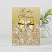 Faux Gold Sequins en Bow Baby shower Kaart (Staand voorkant)