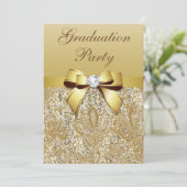 Faux Gold Sequins en Bow Girls Graduparty Kaart (Staand voorkant)