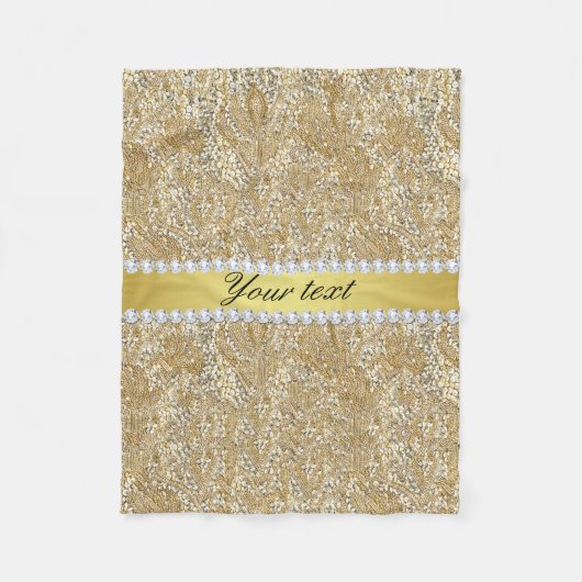 Faux Gold Sequins en Diamonds Fleece Deken (Voorkant)