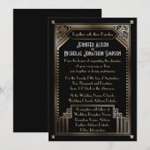 Faux Gold Shaded Art Deco Bruiloft Kaart (Voorkant / Achterkant)