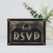 Faux Gold Shaded Gatsby Art Déco Wedding RSVP (Debout devant)