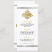 Faux Gold/Silver Damask Weddenmenu Black Menu (Voorkant / Achterkant)