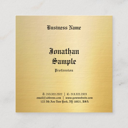 Faux Gold Sjabloon  Classic Look Oude Stijl Vierkante Visitekaartje (Achterkant)