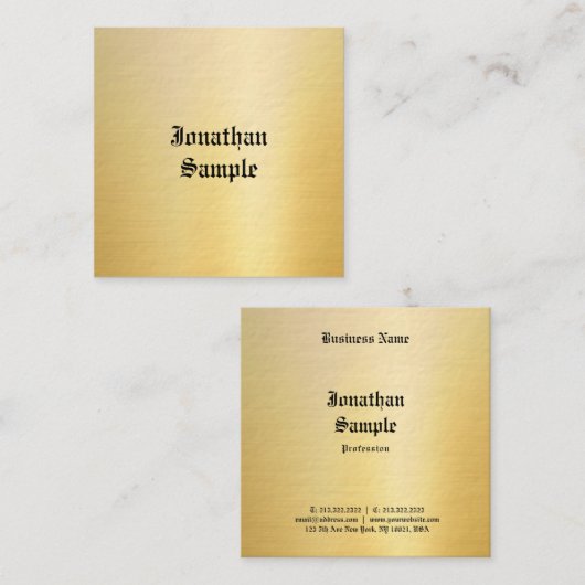 Faux Gold Sjabloon  Classic Look Oude Stijl Vierkante Visitekaartje (Voorkant / Achterkant)