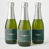 Faux Gold & Smaragd Groene Tarot Hemelse bruiloft Sparkling Wijnetiket (Flessen)