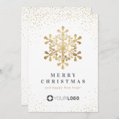 Faux Gold Snowflake Cartes de Noël d'affaires (Devant / Derrière)