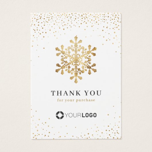 Faux gold Snowflake Kerstmis Bedankt Invoegen Visitekaartje (Voorkant)