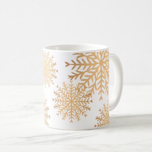 Faux Gold Snowflake Motif de café Mug (Devant droit)