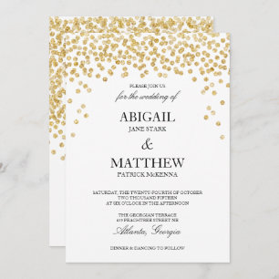 Faux Gold Sparkle Confetti Faire-part de mariage