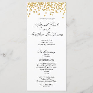 Faux Gold Sparkle Confetti trouwprogramma Programma