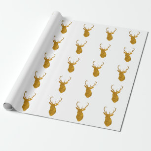 faux gold stag hert kerst verpakkingspapier cadeaupapier