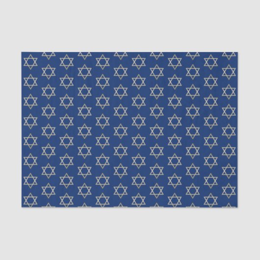 Faux Gold Star van David Hanukkah Blue Holiday Tissuepapier (Voorkant)