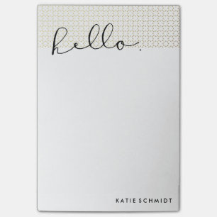 Faux Gold-Stippen met 'Hello' in zwarte kalligrafi Post-it® Notes