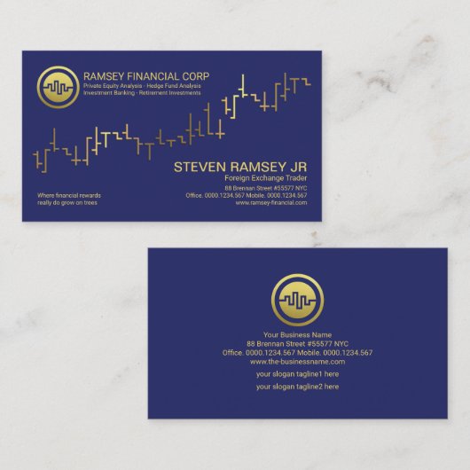 Faux Gold Stock Exchange Graph Index Forex Dealer Visitekaartje (Voorkant / Achterkant)