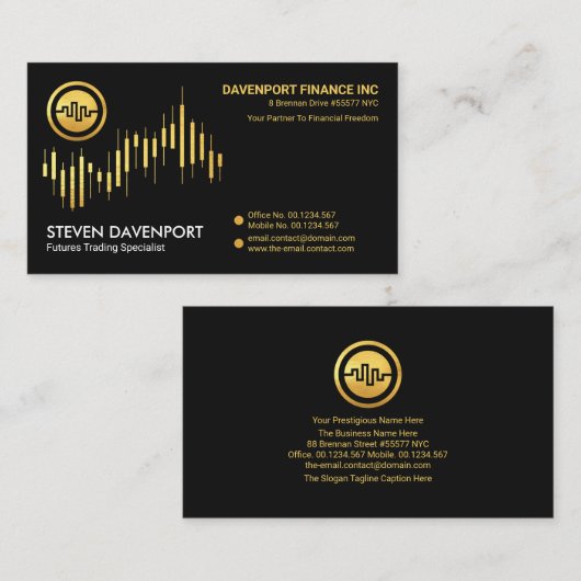 Faux Gold Stock Graph Futures Trading Visitekaartje (Voorkant / Achterkant)