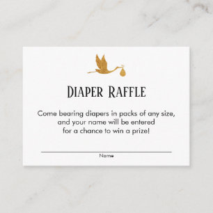 Faux Gold Stork Baby shower Luier Raffle Tickets Informatiekaartje