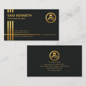 Faux Gold Stripes Dark Blue Professional Chauffeur Visitekaartje (Voorkant / Achterkant)