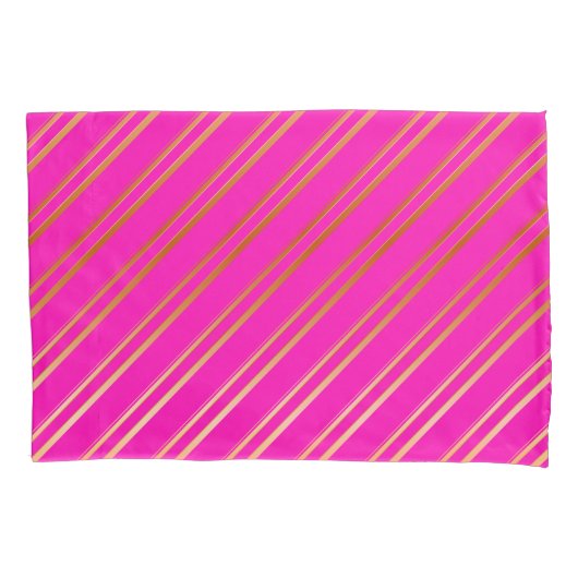 Faux Gold Stripes op roze of in uw kleur Kussensloop (Voorkant)