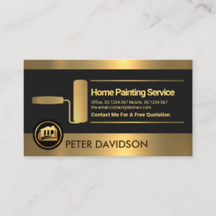 Faux Gold Stripes Roller Paint Penseel Visitekaartje