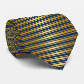 Faux Gold Stripes sur Deep Navy Blue Cravate (Roulé)