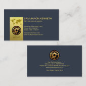 Faux Gold Tab Elegant Blue Corporate Logistics Visitekaartje (Voorkant / Achterkant)