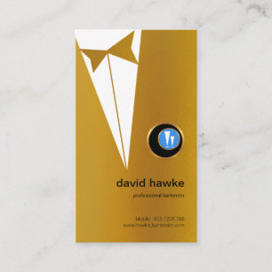 Faux Gold Tuxedo Gold Boutonniere Bartender Logo Visitekaartje