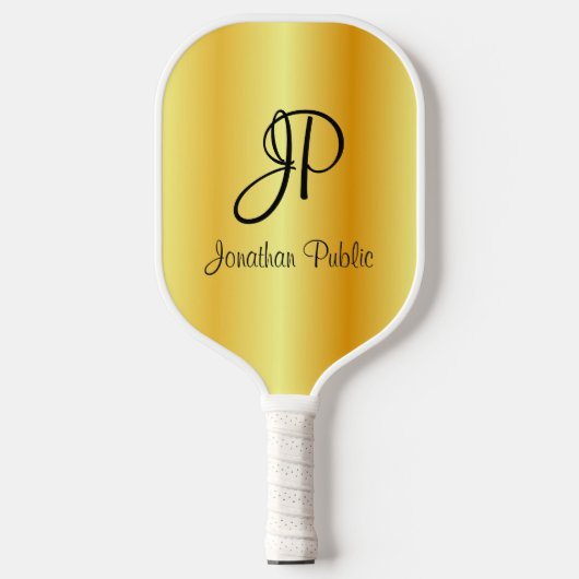 Faux Gold Two Sides Monogram Elegant Sjabloon Pick Pickleball Paddle (Voorkant)