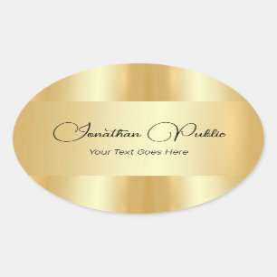 Faux Gold Typografie Script Sjabloon Trendy Ovale Sticker