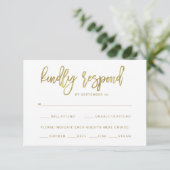 Faux Gold Typographie | Choix de menu RSVP (Debout devant)