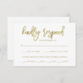 Faux Gold Typographie | Choix de repas RSVP (Devant / Derrière)