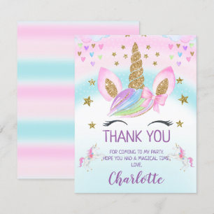 Faux Gold Unicorn Rainbow Birthday Hartelijk dank Kaart