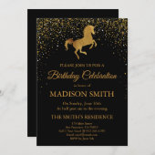 Faux Gold Unicorn Verjaardag Uitnodiging (Voorkant / Achterkant)