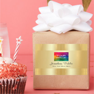 Faux Gold Upload uw foto of zakelijke Logo Rechthoekige Sticker