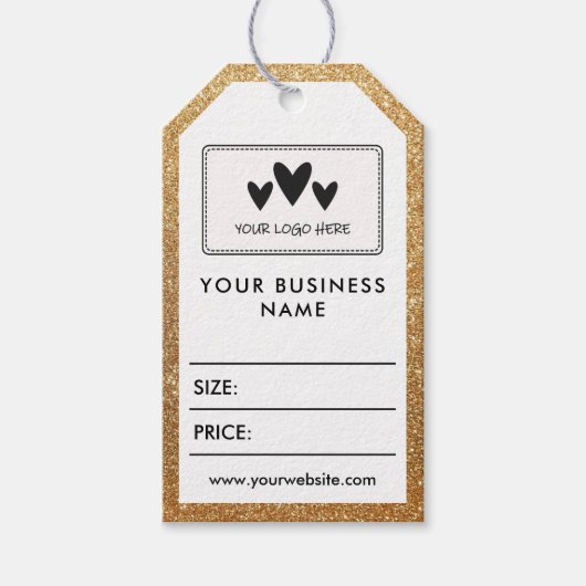 Faux Gold Uw Square Logo Sociale Media Prijs Cadeaulabel (Voorkant)