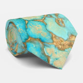 faux gold veins turquoise stone stropdas (Opgerold)