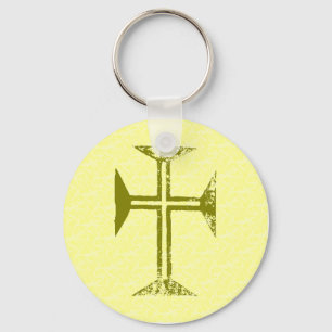 Faux Gold vernietigde look Cross Sleutelhanger