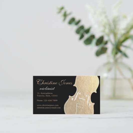 faux gold viool folie visitekaartje (Staand voorkant)