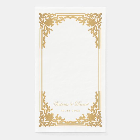  Faux Gold Wedding Antiek Elegant Script Servet (Voorkant)