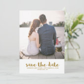 Faux Gold Wedding Save the Date Photo (Debout devant)