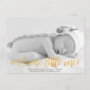 Faux Gold Welcome Little One Birth Announounding Aankondiging
