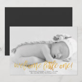 Faux Gold Welcome Little One Faire-part de naissan (Devant / Derrière)
