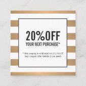Faux Gold White Stripes Beauté Salon Coupon (Devant)