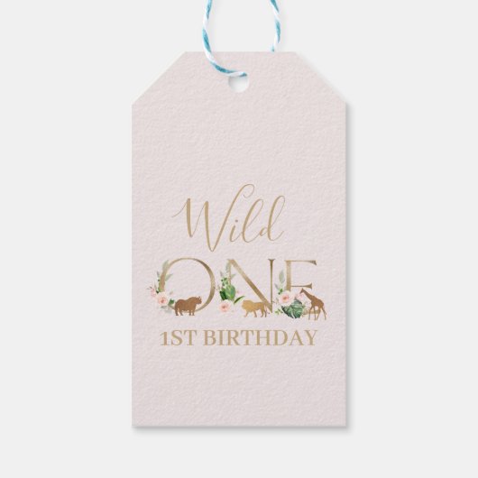 Faux Gold Wild Een Bloemensafari Verjaardagsgunst Cadeaulabel (Achterkant)