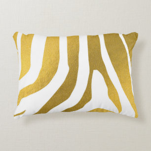 Faux Gold Zebra Print Stripes Pattern Accent Kussen