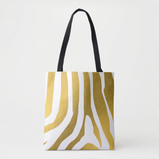Faux Gold Zebra Print Stripes Pattern Draagtas (Voorkant)