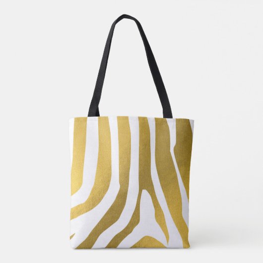 Faux Gold Zebra Print Stripes Pattern Draagtas (Achterkant)