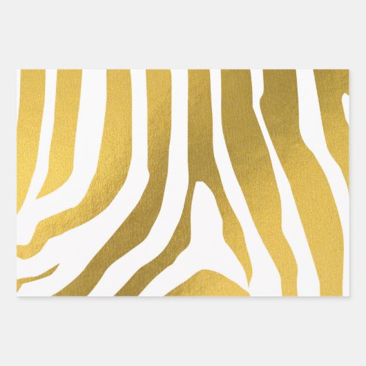 Faux Gold Zebra Print Stripes Pattern Inpakpapier Vel (Voorkant 3)